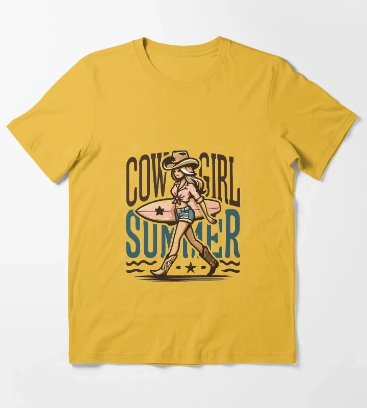 Cowgirl Summer Surfing in Style T-Shirt Yellow