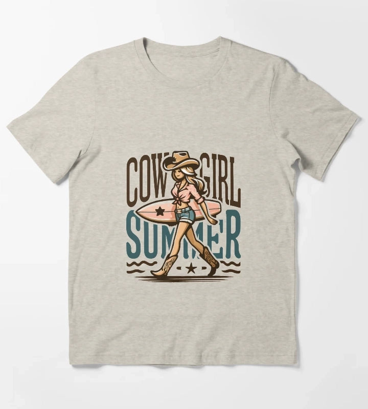 Cowgirl Summer Surfing in Style T-Shirt Cream