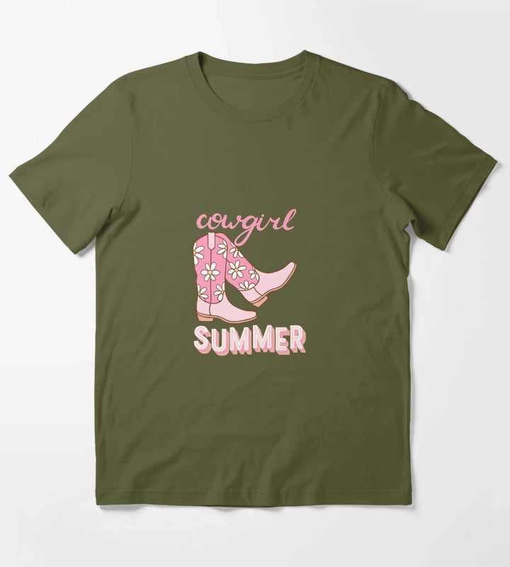 Cowgirl Summer T-Shirt Olive Green