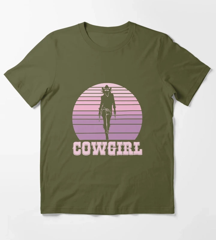 Cowgirl T Shirt for Women Vintage T-Shirt Olive Green