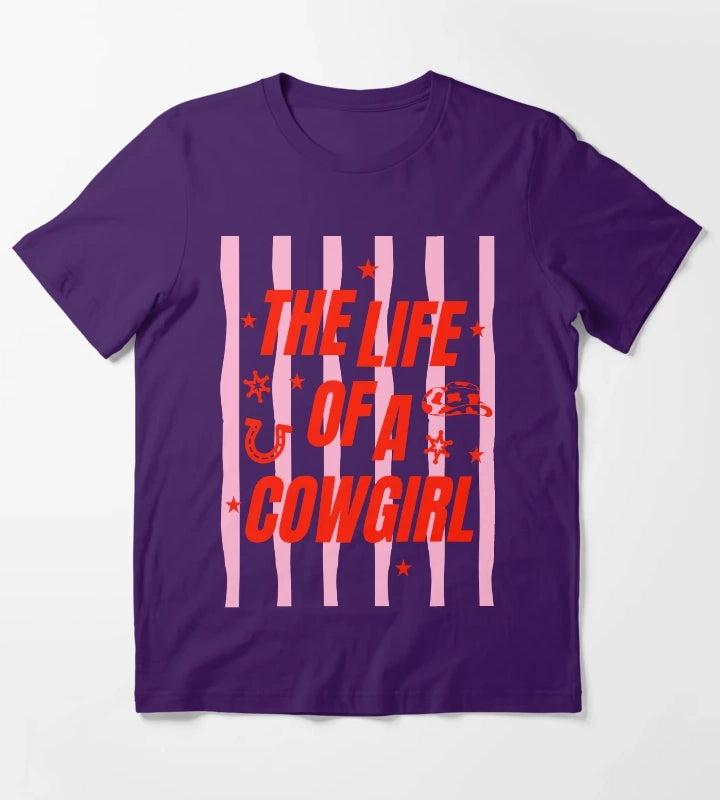 Cowgirl Tee for Girls The Life of a Cowgirl Pink Western T-Shirt Purple