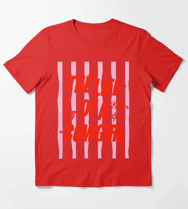 Cowgirl Tee for Girls The Life of a Cowgirl Pink Western T-Shirt Red
