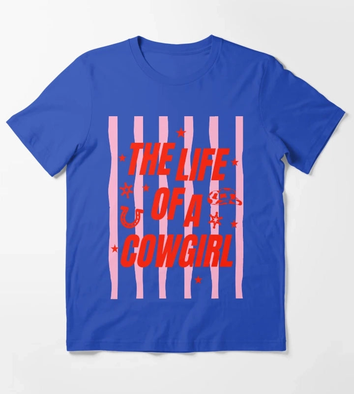 Cowgirl Tee for Girls The Life of a Cowgirl Pink Western T-Shirt Blue
