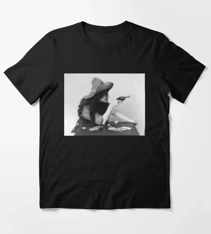 Cowgirl With Gun Vintage Black and White Old Photo T-Shirt