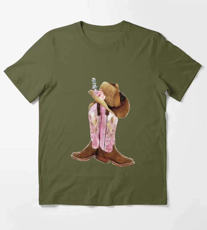Cowgirl boots T-Shirt Olive Green