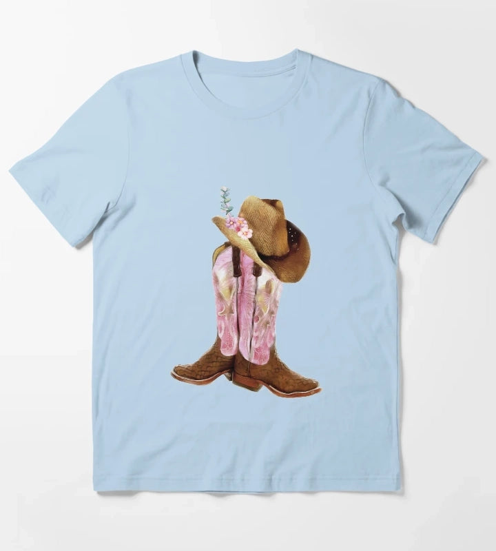 Cowgirl boots T-Shirt Sky Blue