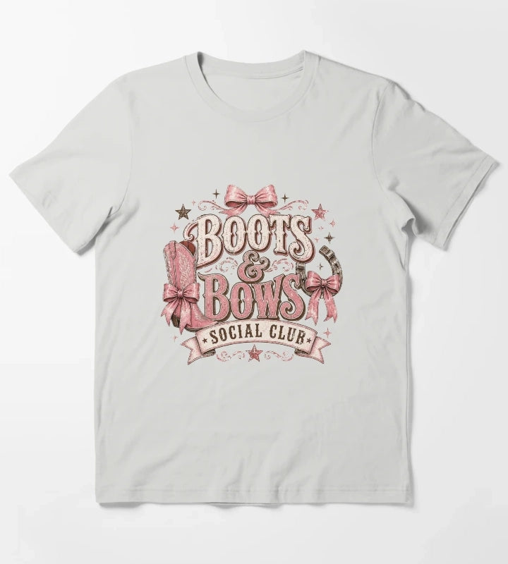 Cowgirl boots and bows badge T-Shirt Light Grey