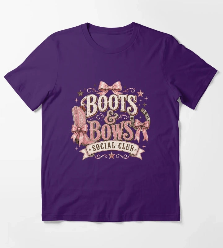 Cowgirl boots and bows badge T-Shirt Purple