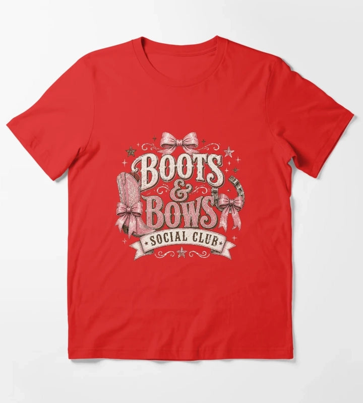 Cowgirl boots and bows badge T-Shirt Red