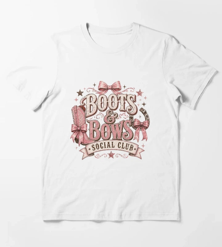 Cowgirl boots and bows badge T-Shirt White