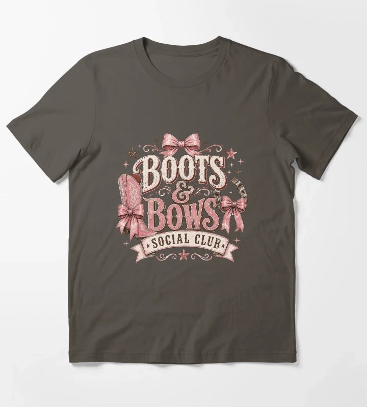 Cowgirl boots and bows badge T-Shirt Dark Grey