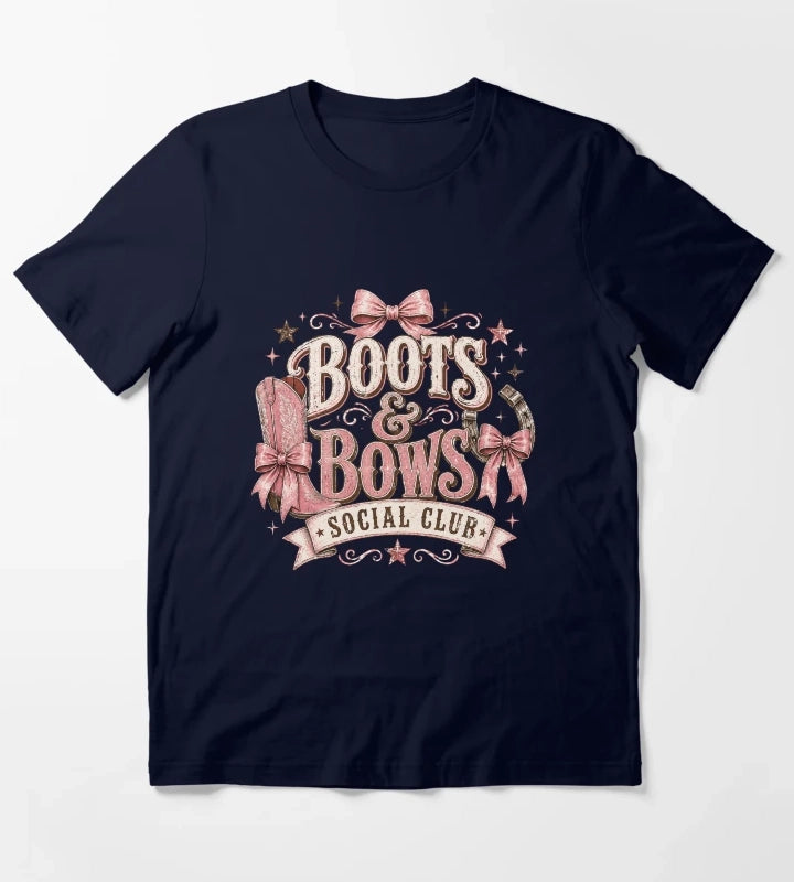 Cowgirl boots and bows badge T-Shirt Navy