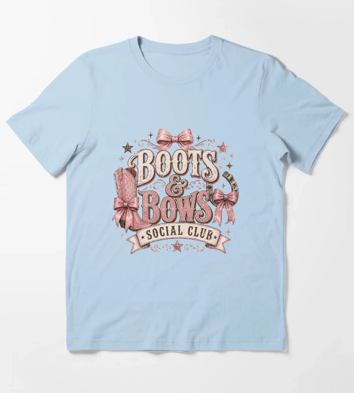 Cowgirl boots and bows badge T-Shirt Sky Blue