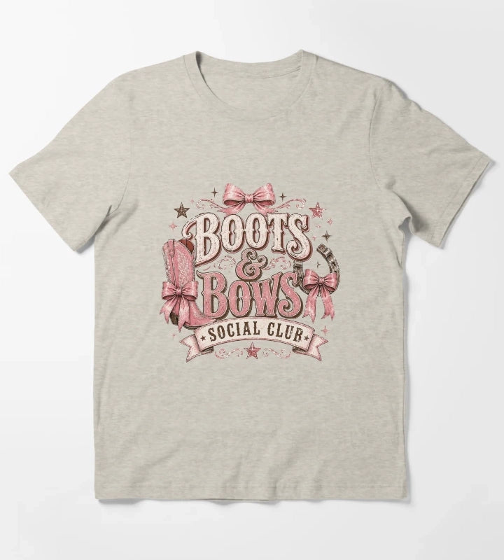 Cowgirl boots and bows badge T-Shirt Cream