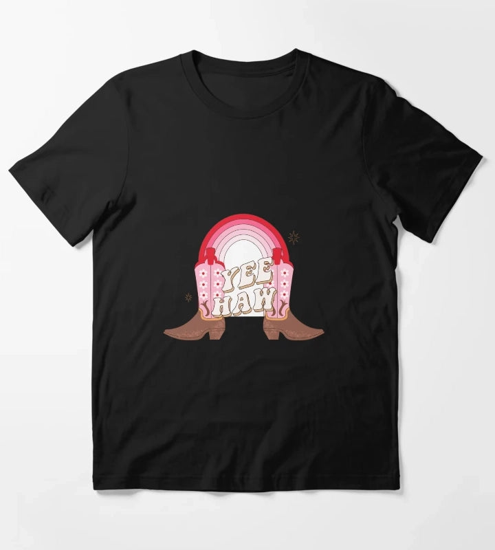 Cowgirl boots with rainbow Yee haw quotes T-Shirt