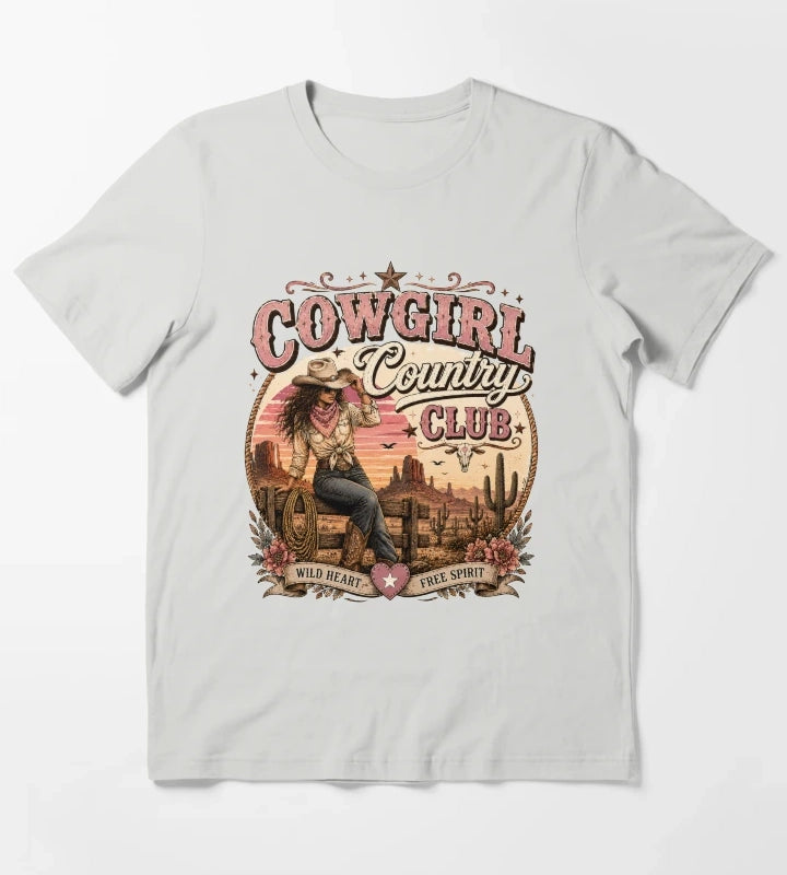 Cowgirl country club emblem T-Shirt Light Grey