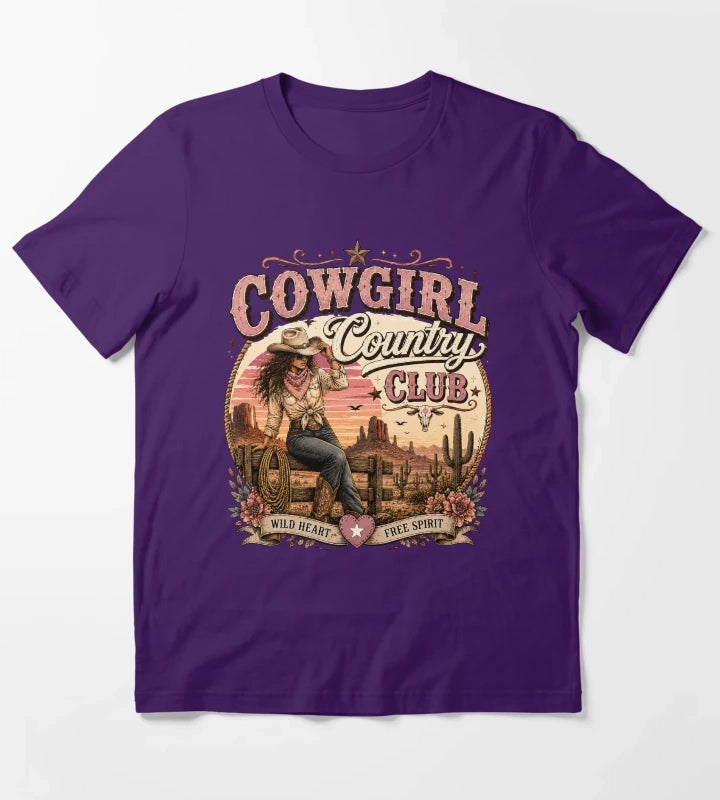 Cowgirl country club emblem T-Shirt Purple