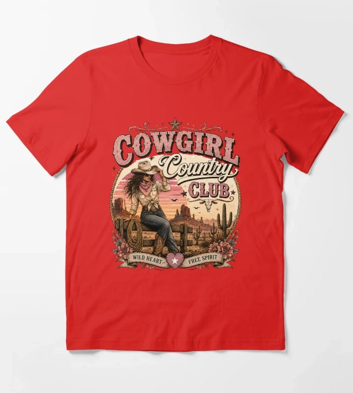 Cowgirl country club emblem T-Shirt Red