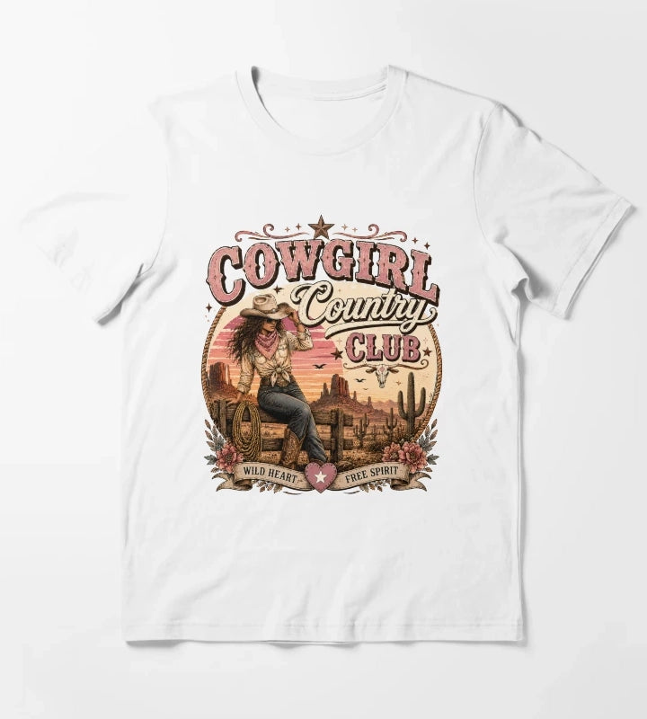 Cowgirl country club emblem T-Shirt White