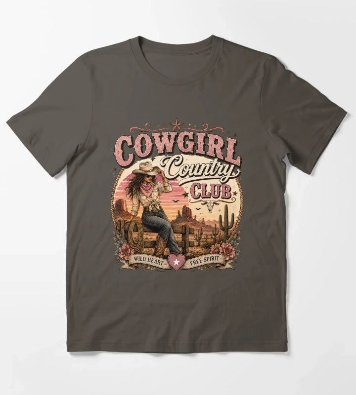 Cowgirl country club emblem T-Shirt Dark Grey