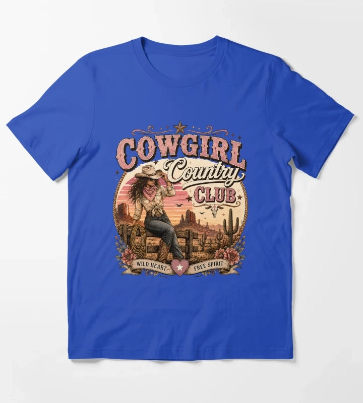 Cowgirl country club emblem T-Shirt Blue
