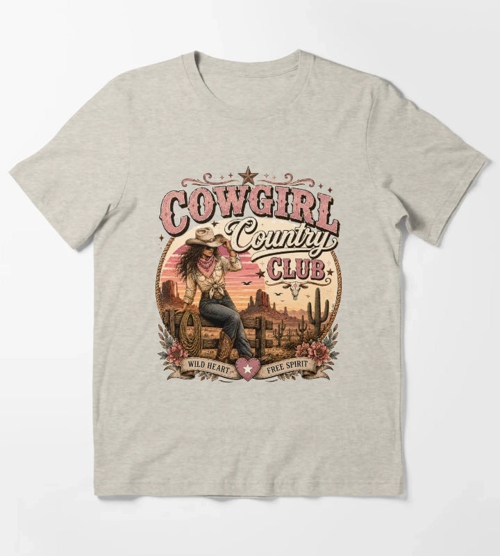 Cowgirl country club emblem T-Shirt Cream