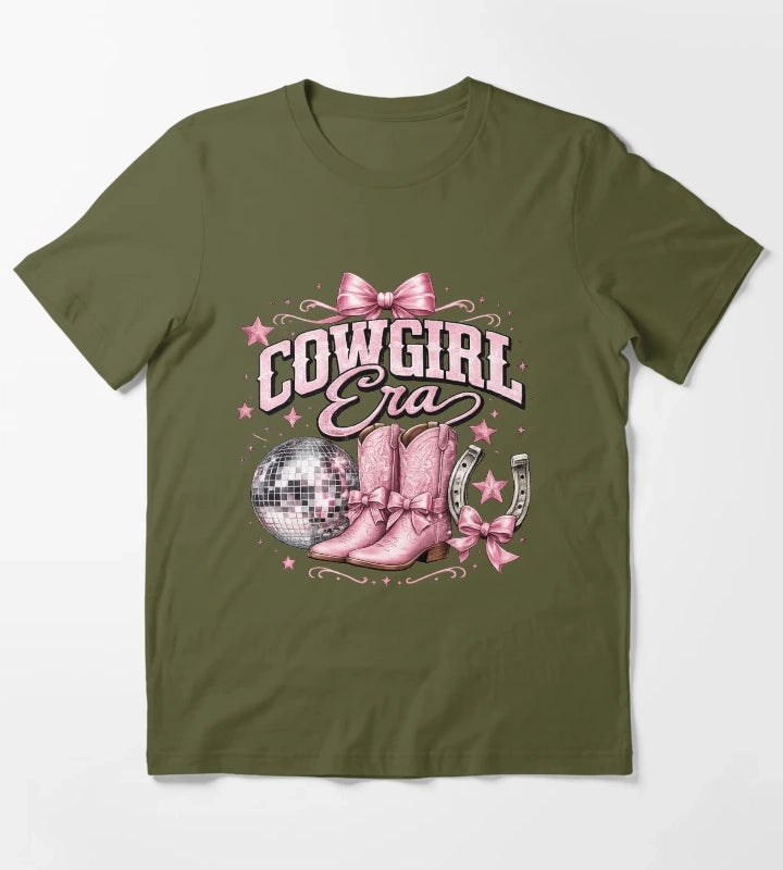 Cowgirl glam with pink sparkle T-Shirt Olive Green