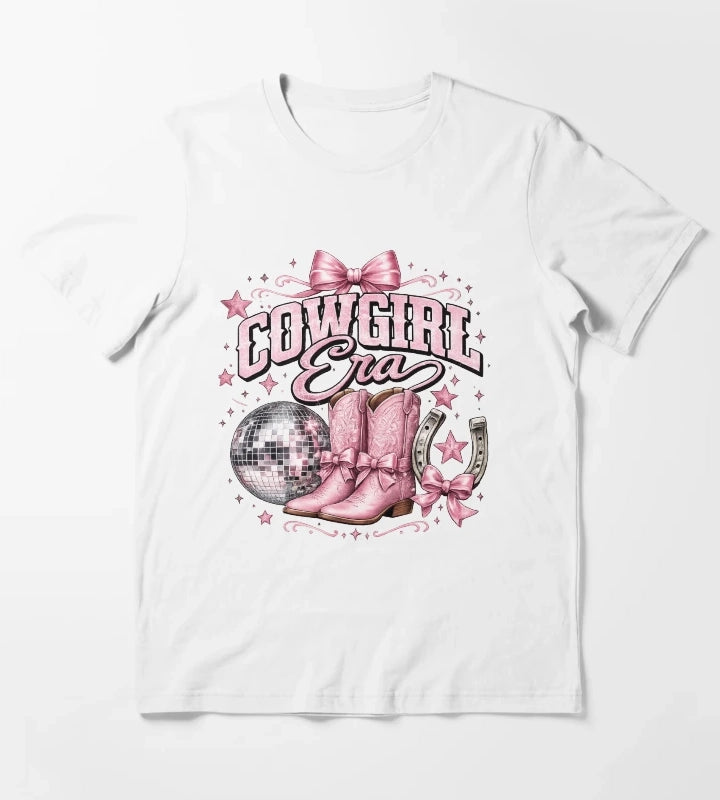 Cowgirl glam with pink sparkle T-Shirt White