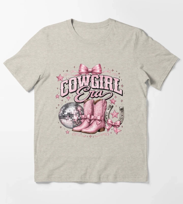 Cowgirl glam with pink sparkle T-Shirt Cream