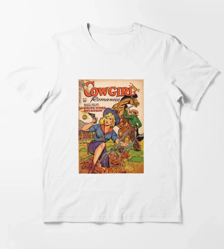 Cowgirl romance vintage comic book T-Shirt White