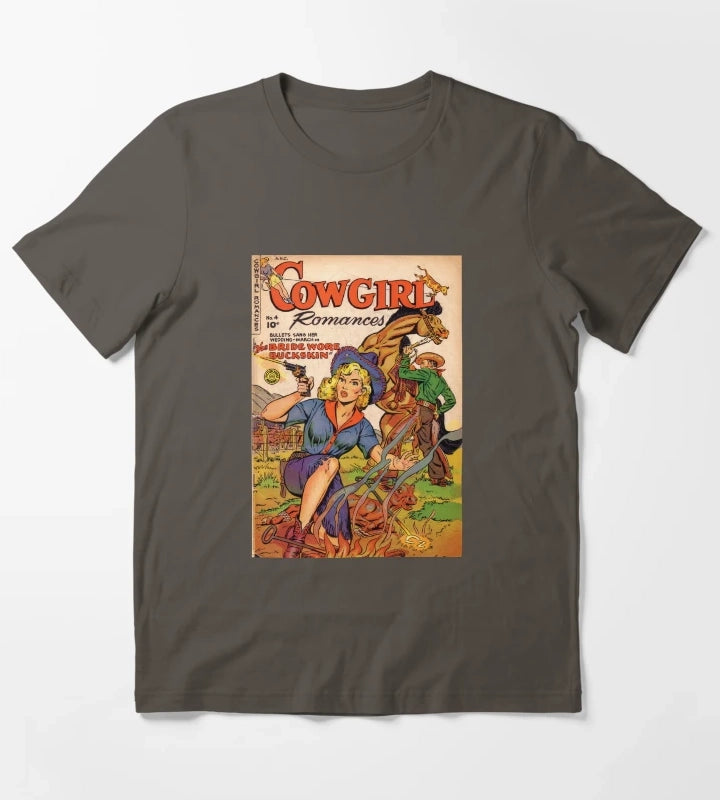 Cowgirl romance vintage comic book T-Shirt Dark Grey
