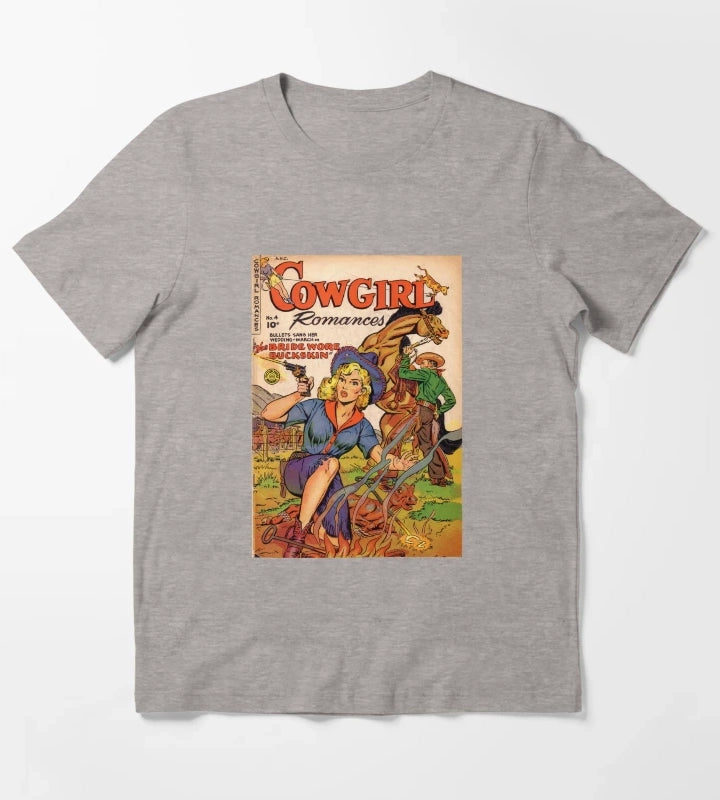 Cowgirl romance vintage comic book T-Shirt Heather Grey