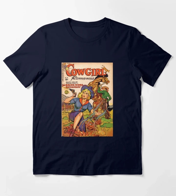 Cowgirl romance vintage comic book T-Shirt Navy
