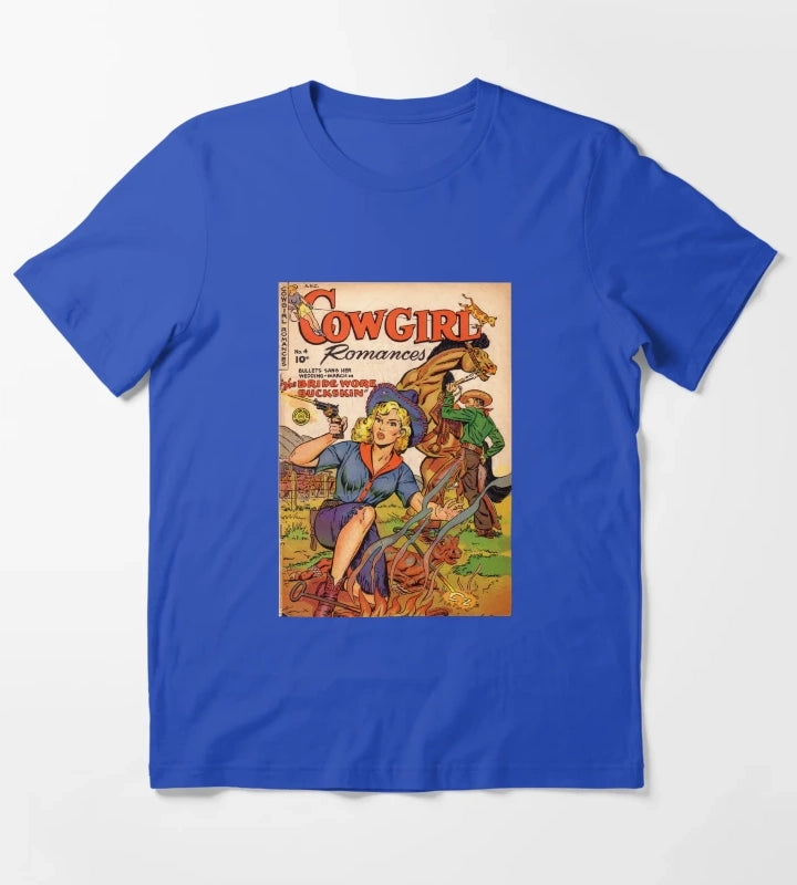 Cowgirl romance vintage comic book T-Shirt Blue