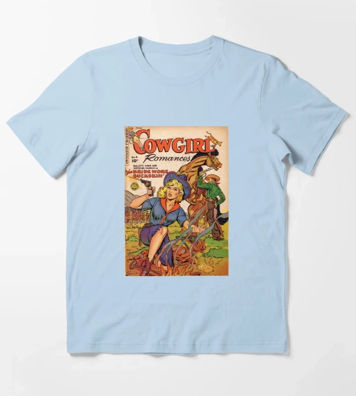 Cowgirl romance vintage comic book T-Shirt Sky Blue