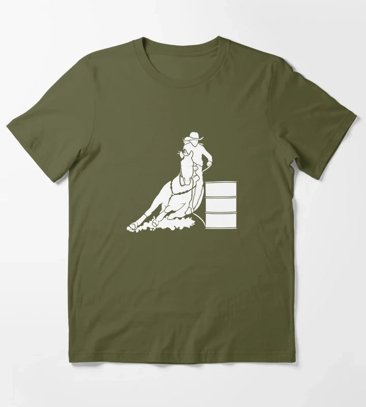 Cowgirls Barrel Racing T-Shirt Olive Green