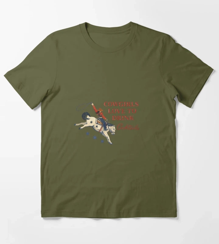 Cowgirls love cokctails T-Shirt Olive Green