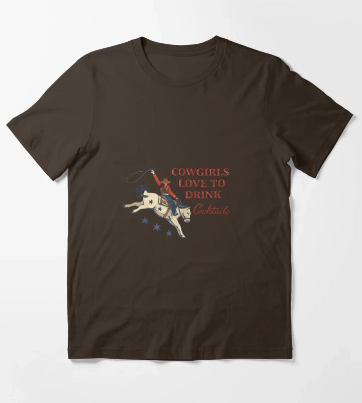 Cowgirls love cokctails T-Shirt Brown