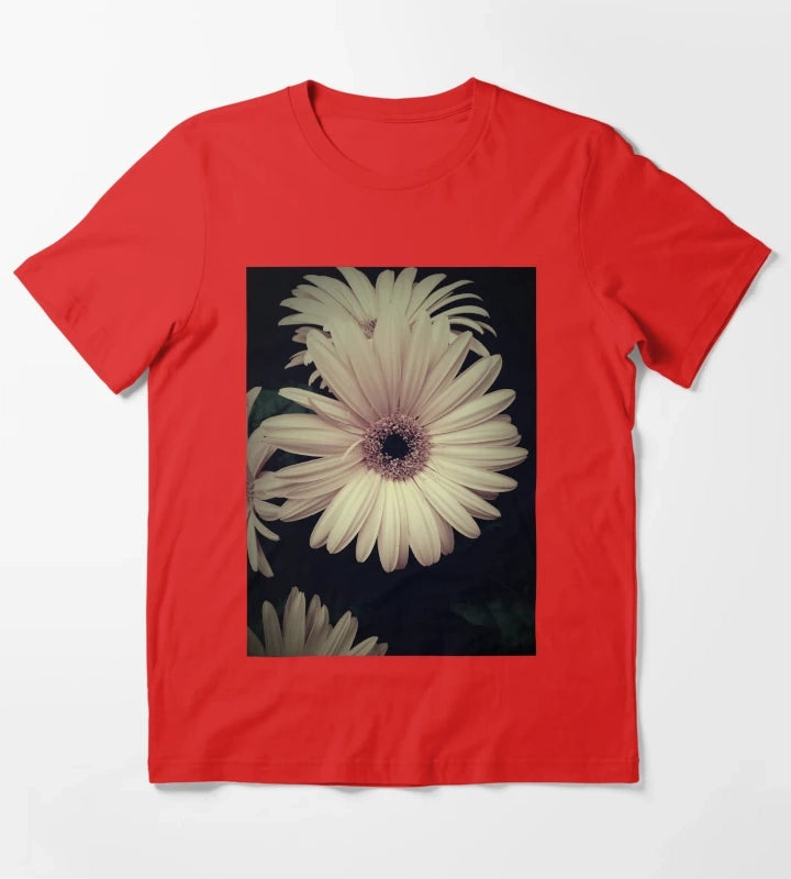 Creamy Yellow Gerbera Daisy Flower Modern Cottage Chic Matted Picture A065 T-Shirt Red