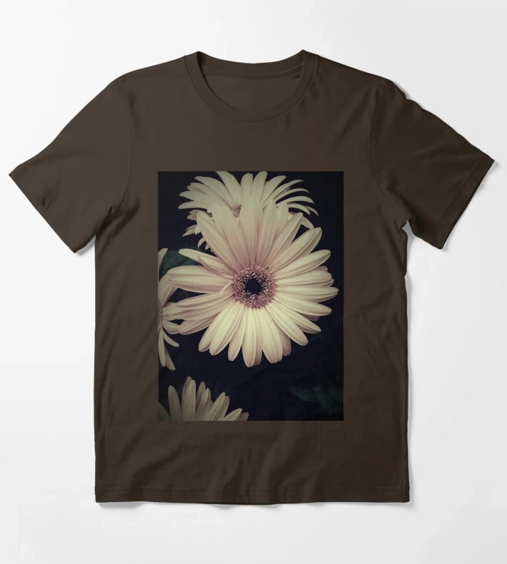 Creamy Yellow Gerbera Daisy Flower Modern Cottage Chic Matted Picture A065 T-Shirt Brown
