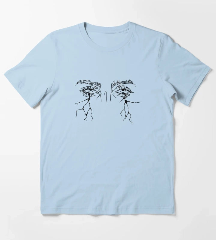 Crying Lightning Sketch T-Shirt Sky Blue