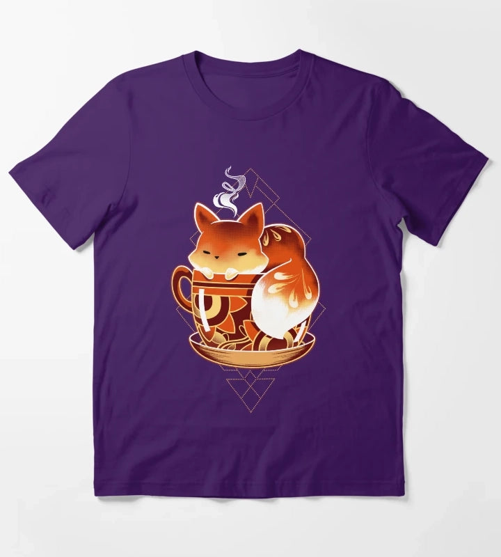 Cup of Fox Cute Coffee Animal T-Shirt Purple