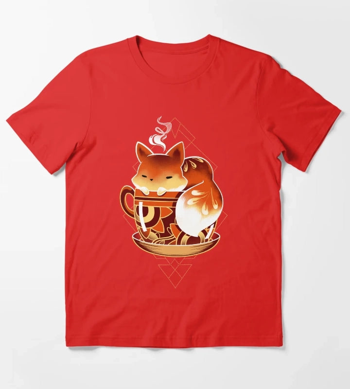 Cup of Fox Cute Coffee Animal T-Shirt Red