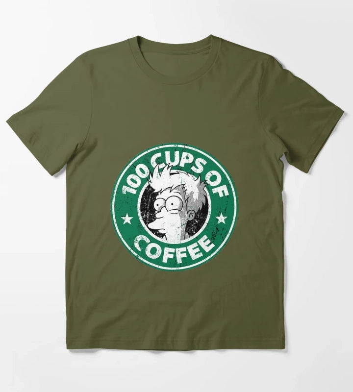 Cups of Coffee T-Shirt Olive Green