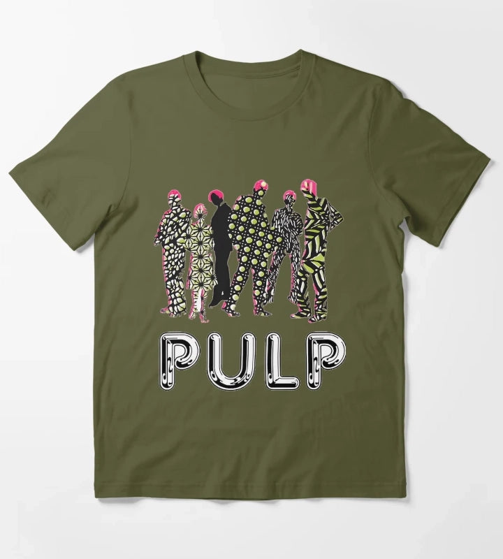 Custom Pulp Hits Band T-Shirt Olive Green