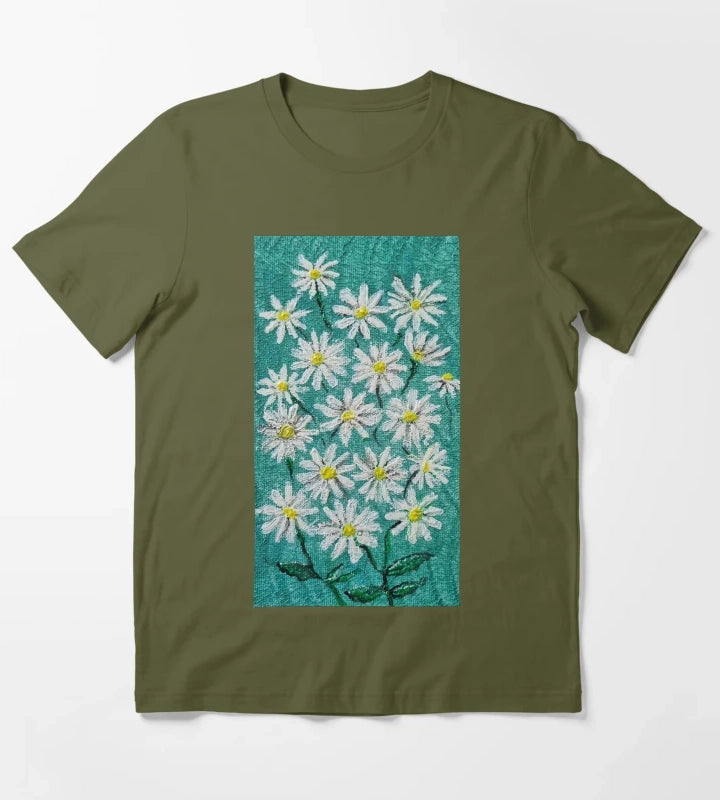 Cute Daisies by Kzacreative T-Shirt Olive Green