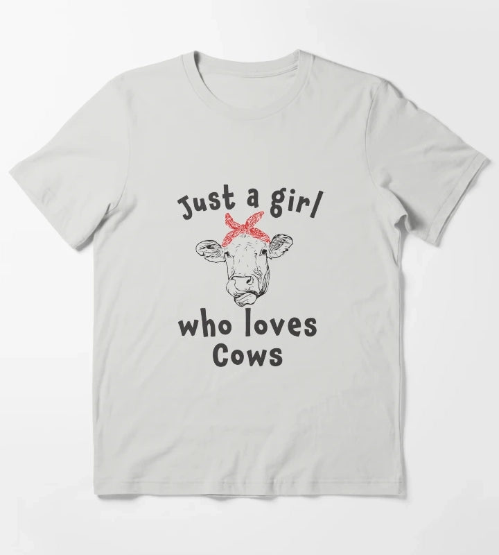Cute Just a girl who loves cows T-Shirt Light Grey