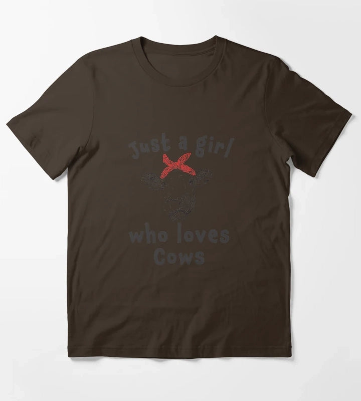Cute Just a girl who loves cows T-Shirt Brown
