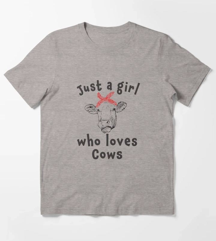 Cute Just a girl who loves cows T-Shirt Heather Grey