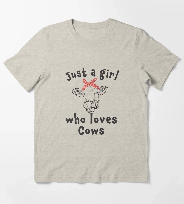 Cute Just a girl who loves cows T-Shirt Cream